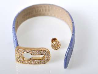 Technomarine Yellow Gold Diamond Leather Bracelet  