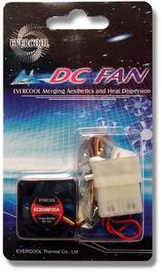 Evercool 25mm x 10mm 12v Fan EC2510M12CA 3 Pin/Wire + Molex Adapter 