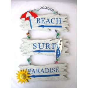  Beach Surf Paradise Sign 3D Sun, Umbrella & Surfboard 