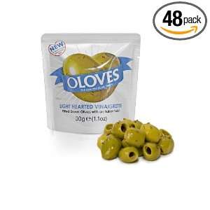 Oloves Light Hearted Vinaigrette Flavor, 48 x 1.1oz, Pitted Green 