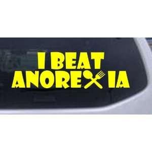 Yellow 34in X 10.6in    I Beat Anorexia Funny Car Window Wall Laptop 