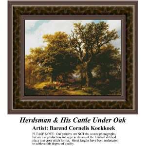  Herdsman & His Cattle Under Oak, Cross Stitch Pattern PDF 