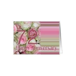  72nd Wedding Anniversary Soft Pink roses Card Health 