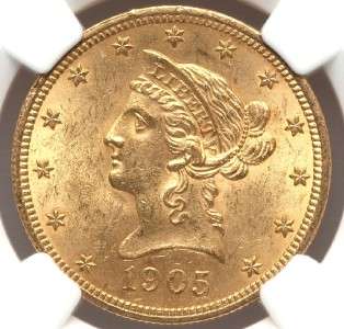 PQ Choice BU 1905 $10 Liberty Eagle Gold Coin   NGC MS 62   CAC 