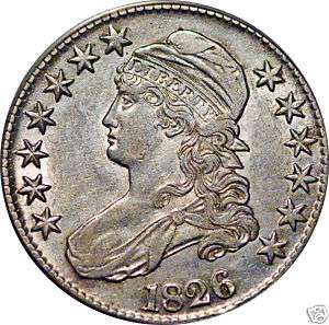 1826 50C Silver Capped Bust AU 50 Det. Anacs Certified  