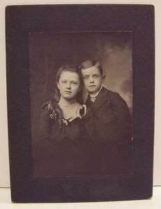 Cabinet Photo of Young Girl & Brother  Late 1800s 1900s  