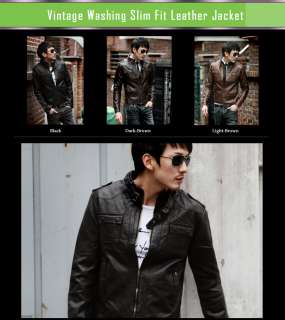 B09 02 Mens Korea Style Casual Leather Jacket / M~XL  