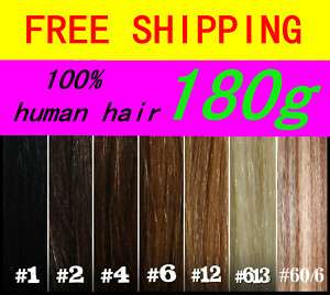 More color 2010pcs HUMAN HAIR CLIP IN EXTENSION 180g  