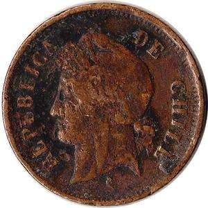 1882 Chile 1 Centavo Coin Liberty KM#146a  