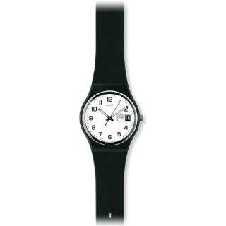 Swatch Mens GB743 Black Rubber Quartz Watch with White Dial ~ Swatch
