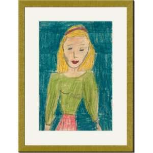  Gold Framed/Matted Print 17x23, Girl in Green: Home 