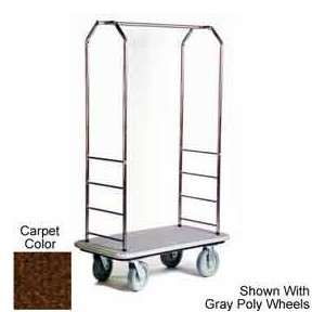 Easy Mover Bellman Cart Stainless Steel, Brown Carpet, Gray Bumper, 8 