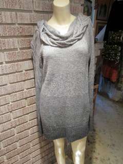 Womens The Limited Gray Heather Gradient Cowl Open Weave Sleeve 