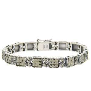  Sterling Silver Marcasite Square Bracelet: Jewelry