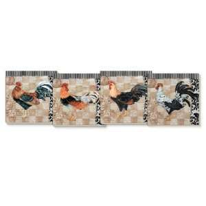  CounterArt Bergerac Rooster Absorbent Coasters, Assorted 