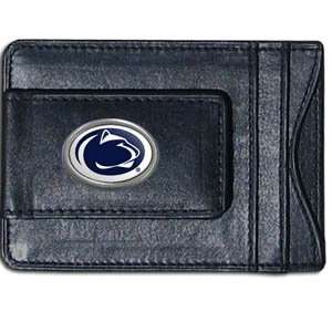 Penn State Nittany Lions Black Leather Card Holder and Magnetic Money 