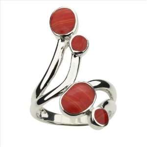  Red Coral & 925 Sterling Silver Ring: Jewelry