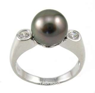 5mm Authentic Tahitian Black Pearl 2.55g 925 Silver Ring  