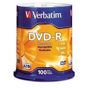  Verbatim 95102   DVD R Discs, 4.7GB, 16x, Spindle, Matte 