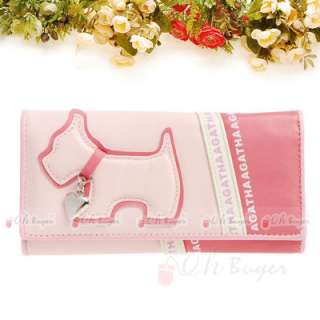 womens long trifold Purse snap closure with dog pattern Wallet FREE 