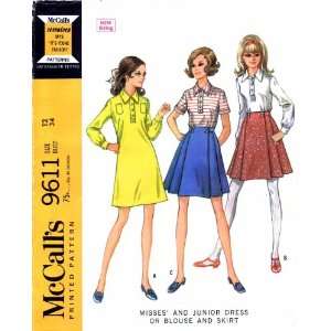 McCalls 9611 Vintage Sewing Pattern Dress Blouse Skirt Size 12 Bust 