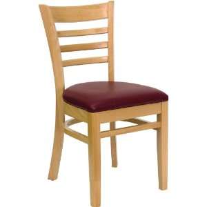   Back Wooden Restaurant Chair with Burgundy Vinyl Seat: Home & Kitchen
