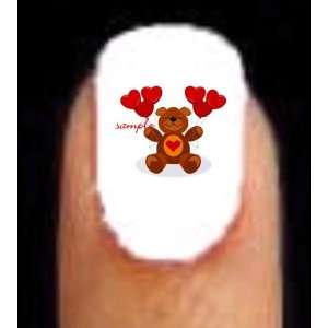   Bear Heart Balloons Valentines Day Nail Decal Art 20: Everything Else