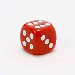  Opaque European Acrylic 12mm 6 sided Round Edge Dice, Red 