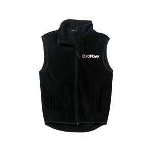  Card Player Black Fleece Vest, Large: Sports & Outdoors