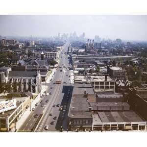 Detroit Skyline & Woodward Avenue 1942 8x10 Silver Halide 