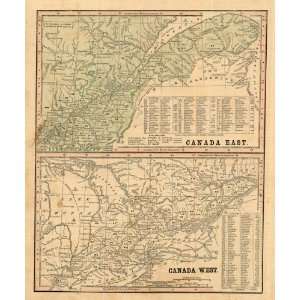  Smith 1860 Antique Map of Canada East & West: Office 