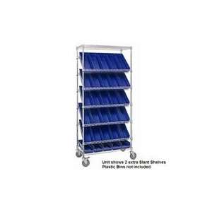  Chrome Wire Shelving Cart with Slant Shelves: Industrial 