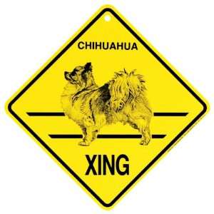  Chihuahua long haired Xing caution Crossing Sign dog Gift 