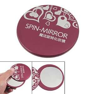  Rosallini Heart Print Portable Make Up Spin Mirror Dark 