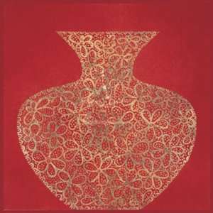  Red Vase (gold foil stamped) by Susan Gillette 23x23: Home 