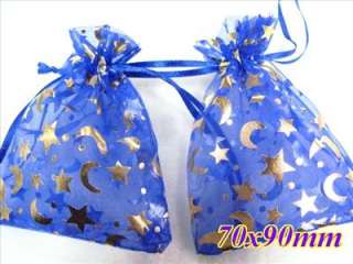 50 Blue Moon&Star Organza Jewelry Gift Bags 3X3.5 XE  