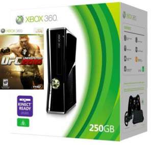 New Microsoft Xbox 360 Slim Black WiFi Bundle 250GB+UFC  