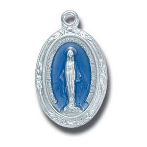 Sterling Silver Miraculous Medal St. Mary Mother of God with 18 Chain 