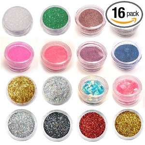Moyou Nail Art acrylic nails Glitter in 16 different colours and 4 