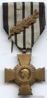   Cross with Palm citation (Croix du Combattant) Vichy Government Issue