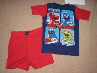 SESAME STREET Elmo *Friends* Shrt Shirt Pajamas Pjs 2T  