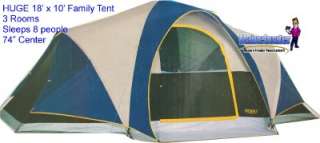 New HUGE 14x10 3 Room Family Camping 8 Man Tent Sleeps 8 FULL FLY 