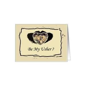 Be My Usher Wedding Attendant Invitation Dried Yellow Roses Floral 