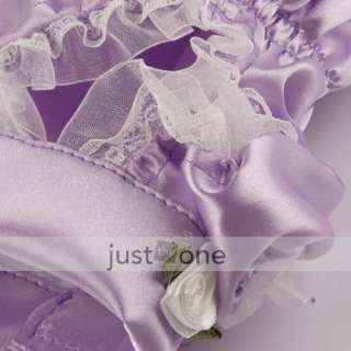 Dog Pet Wedding Dress Clothes Apparel Princess Purple M  