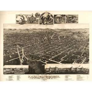  c1883 Birds eye map of Kalamazoo, Michgan