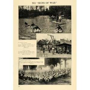  1915 Print Paddle Boat German Poland Geese Engineers 