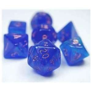   Dice Set (Fire Opal Blue) role playing game dice + bag: Toys & Games