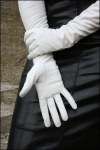 Unique long calf kidskin leather white gloves size 10 ( 27 ) !