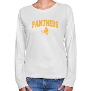 NCAA Adelphi University Panthers Ladies White Logo Arch Long Sleeve 