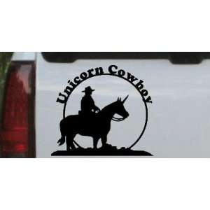  Unicorn Cowboy Funny Car Window Wall Laptop Decal Sticker    Black 